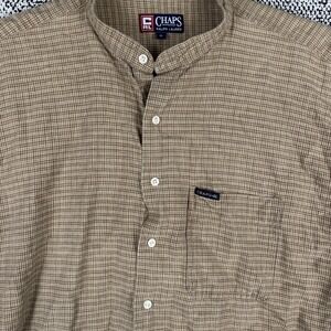 Chaps Ralph Lauren Long Sleeve Button Up Shirt Mens XL 60%‎ Linen Blend Plaid